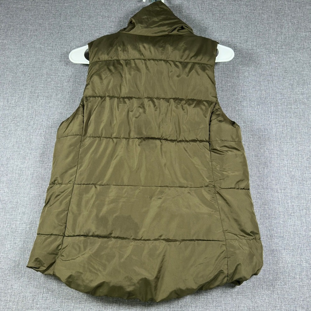 Old Navy Womens Puffer Vest Olive Green Quilted Full Zip Snap Fleece Lined Small - Picture 4 of 4